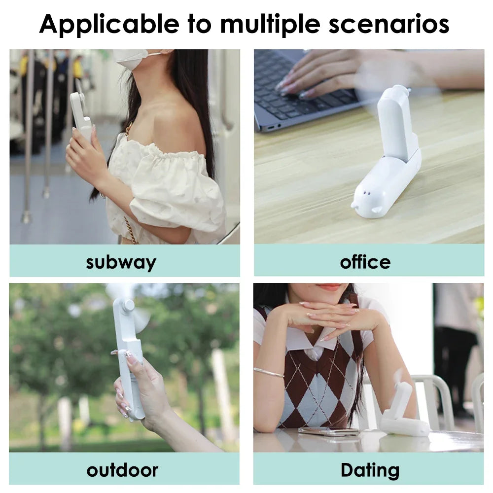 3in1 Hand Mini Fan Rechargeable Portable Foldable Small Fan with Power Bank Function Cooling Fan