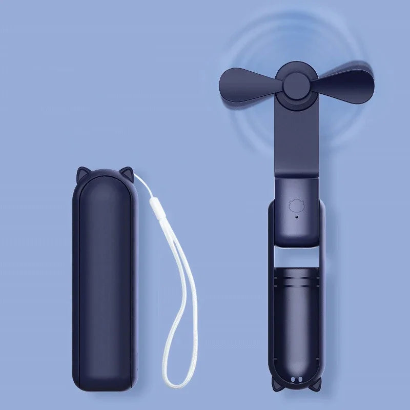 3in1 Hand Mini Fan Rechargeable Portable Foldable Small Fan with Power Bank Function Cooling Fan