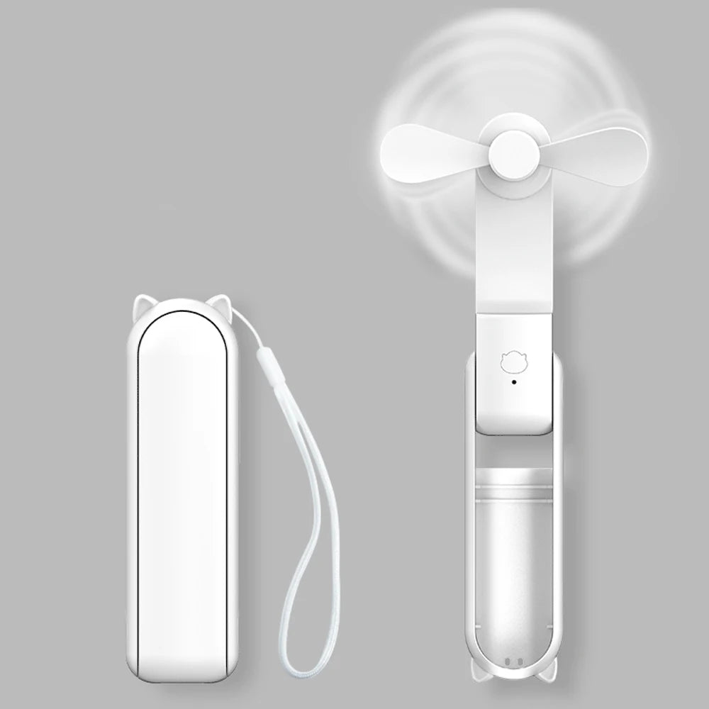 3in1 Hand Mini Fan Rechargeable Portable Foldable Small Fan with Power Bank Function Cooling Fan