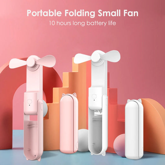 3in1 Hand Mini Fan Rechargeable Portable Foldable Small Fan with Power Bank Function Cooling Fan